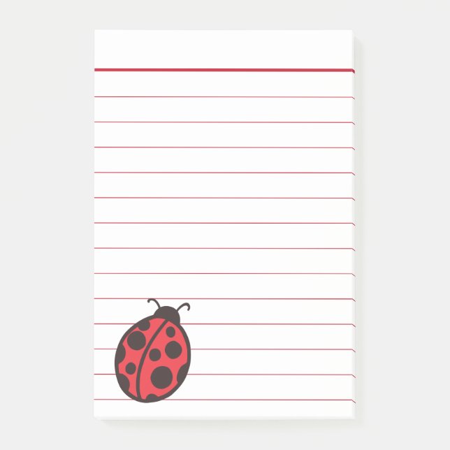 Post-it® Papier notes Post It coccinelle à ligne rouge (Devant)