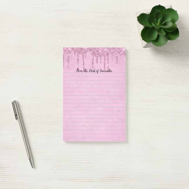 Post-it® Papier notes rose personnalisé avec strass qui gou (Bureau)
