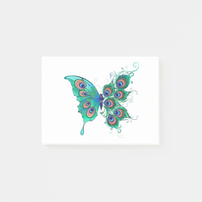 Post-it® Papillon aux plumes de paon vert (Devant)