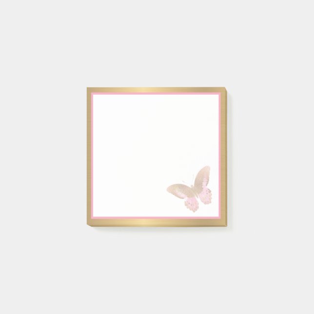 Post-it® Papillon d'affaires rose or 3x3 (Devant)