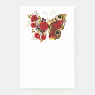 Post-it® Papillon de fleurs rouges aux roses rouges