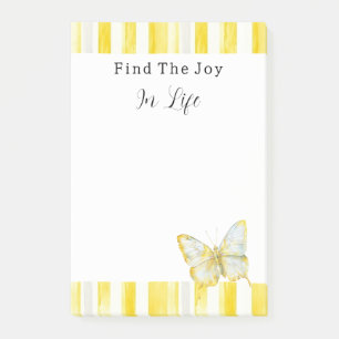 Post-it® Papillon de joie aux rayures blanches et jaunes ci