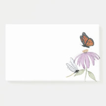 Papillon élégant et fleurs violettes Élégant blanc
