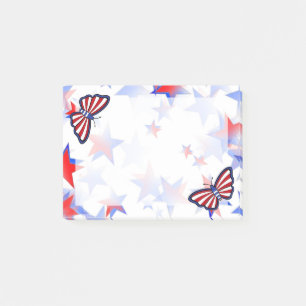 Post-it® Papillon graphique bleu, blanc, rouge indépendant