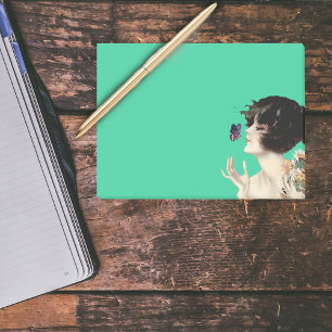 Post-it® Papillon Lady Art Déco vintage Joli Fleurs