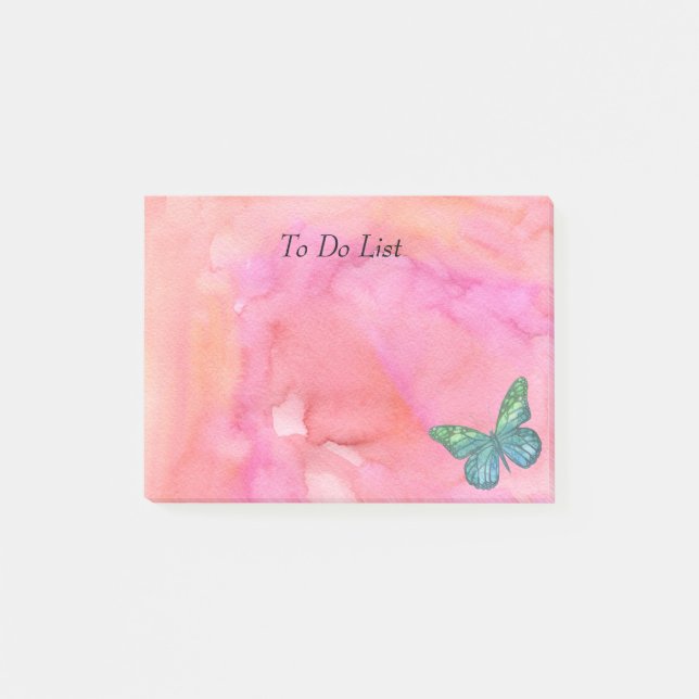 Post-it® Papillon sur aquarelle rose (Devant)