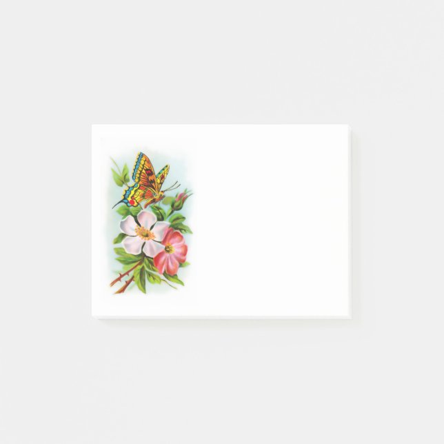 Post-it® Papillon vintage Sur Fleurs (Devant)