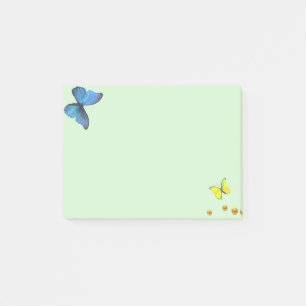 Post-it® Papillons bleus et jaunes & points de confettis do