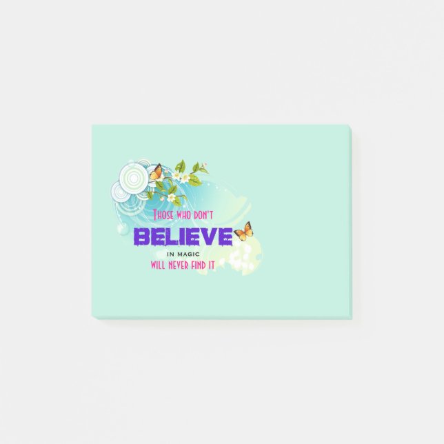 Post-it® Papillons et fleurs avec citation magique (Devant)