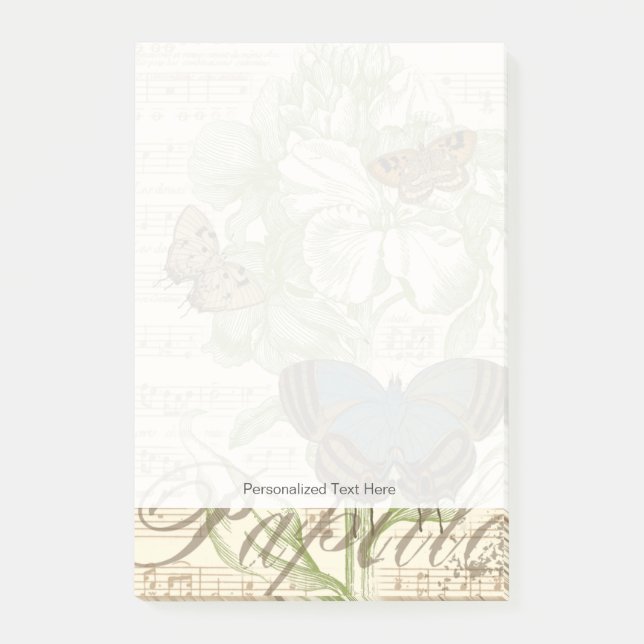 Post-it® Papillons sur la musique de feuille avec la (Devant)