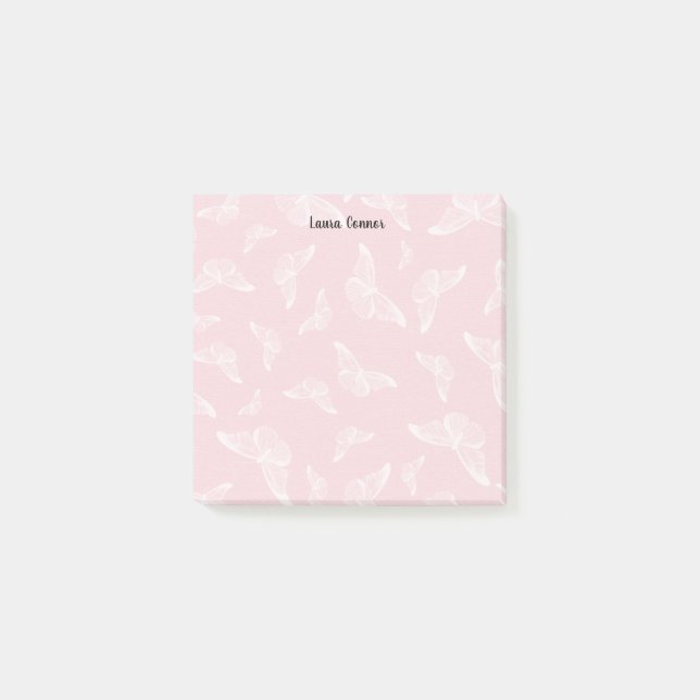Post-it® Papillons sur les notes post-it rose (Devant)