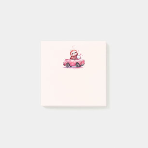 Post-it® Paresseux mignon conduisant une décapotable rose