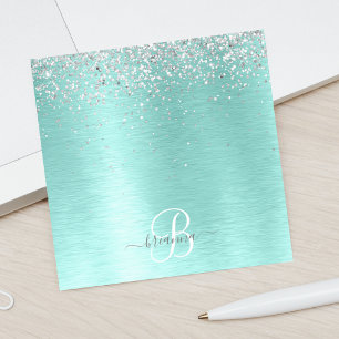 Post-it® Parties scintillant argentée turquoise en métal br
