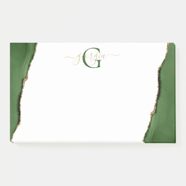 Post-it® Parties scintillant d'or et Monogramme d'âge vert (Devant)