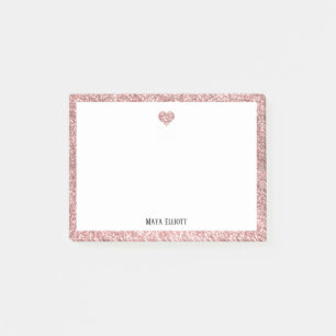 Post-it® Parties scintillant d'or Rose Coeur et frontière
