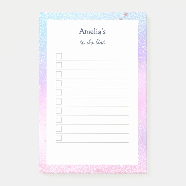 Post-it® Parties scintillant Holographique Pastel Étoiles L (Devant)