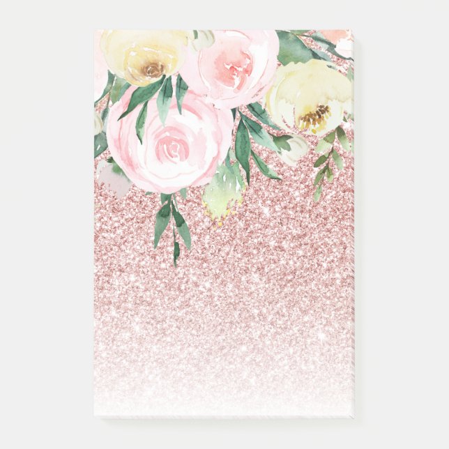 Post-it® Parties scintillant rose moderne & Fleurs pastel C (Devant)