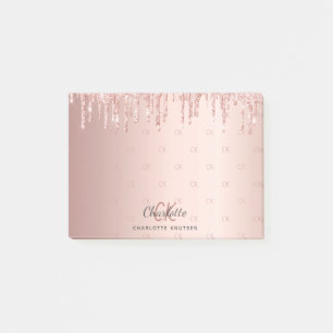Post-it® parties scintillant rose or goutte monogramme init