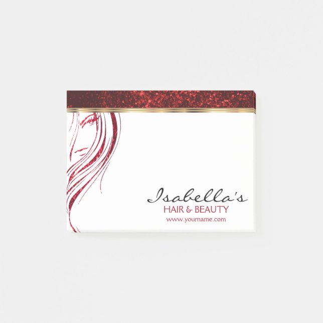 Post-it® Parties scintillant Rouge - Salon de beauté pour f (Devant)
