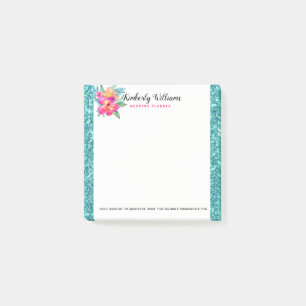 Post-it® Parties scintillant Turquoise Faux & Bouquet Flora