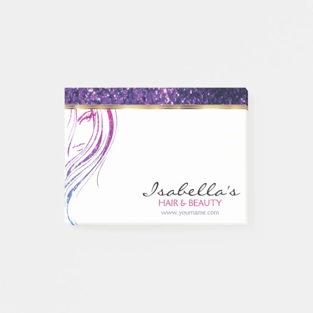 Post-it® Parties scintillant violette - Salon de beauté pou (Devant)