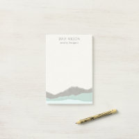 Pastel Aqua Grey Kraft Mountain Wave Tordu Edge