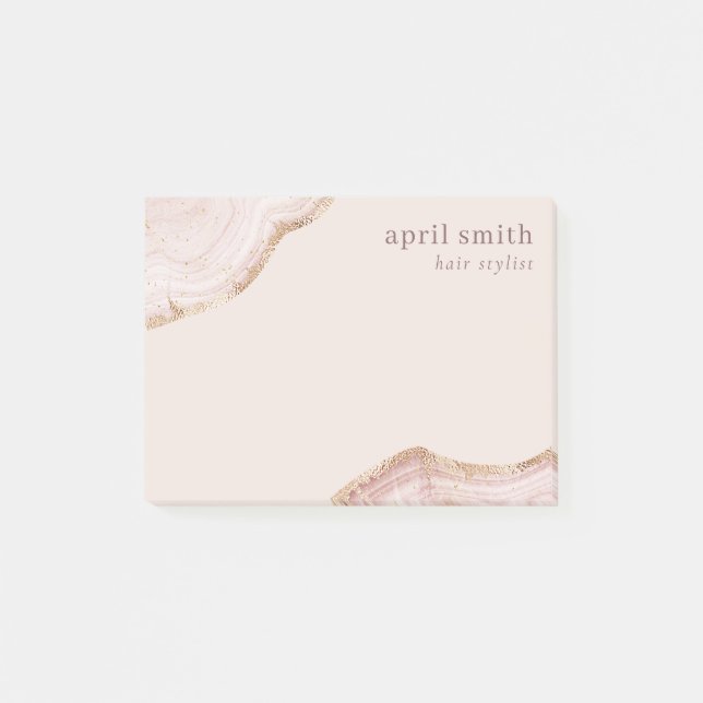 Post-it® Pastel Blush doux Rose Or Agate Marbre Texture (Devant)