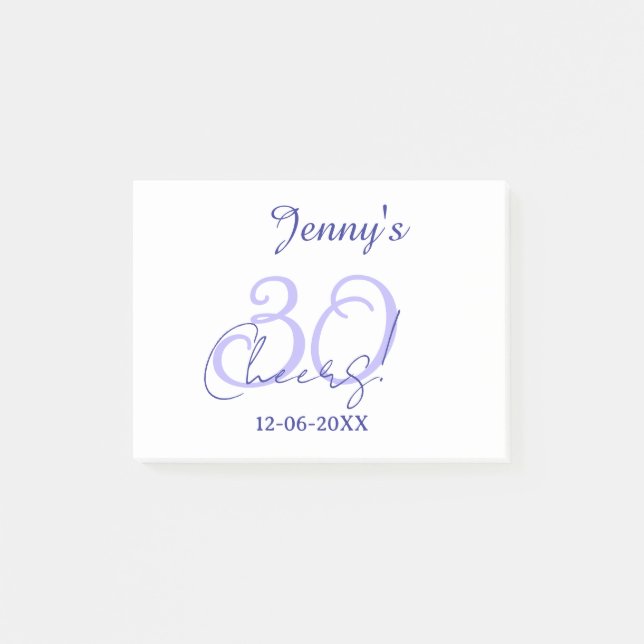 Post-it® Pastel félicite 30 ans violet élégant nom da (Devant)