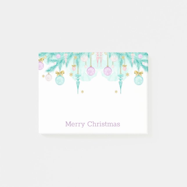 Post-it® Pastel Joyeux Noël Aquarelle de Noël Garland (Devant)