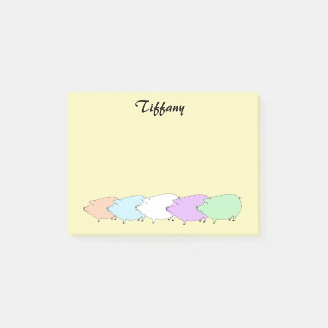 Post-it® Pastel Pig Parade personnalisée (Devant)