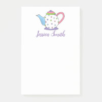 Pastel Polka Dot Teapot Party Cadeau Poster son