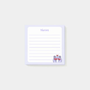 Post-it® Pastel Purple Kawaii Chibi Frog Holding Coeurs