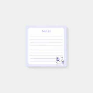 Post-it® Pastel Purple Kawaii Chibi Kitty Chat Wave Bonjour
