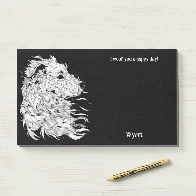 Post-it® Pasteur anatolien Nom du chien d'art Abstrait (Sur un bureau)