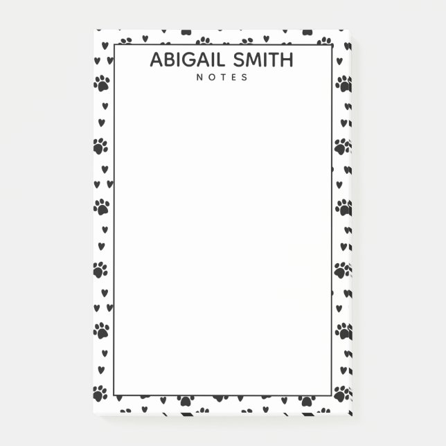 Post-it® Pâtes et coeurs de chien noir mignons - Personnali (Devant)