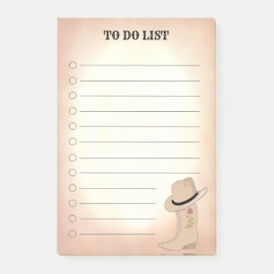 Post-it® Pays Bottes beiges & Casquette à faire Liste Post-