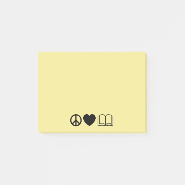 Post-it® Peace, Love & Books Post-It Notes (Devant)