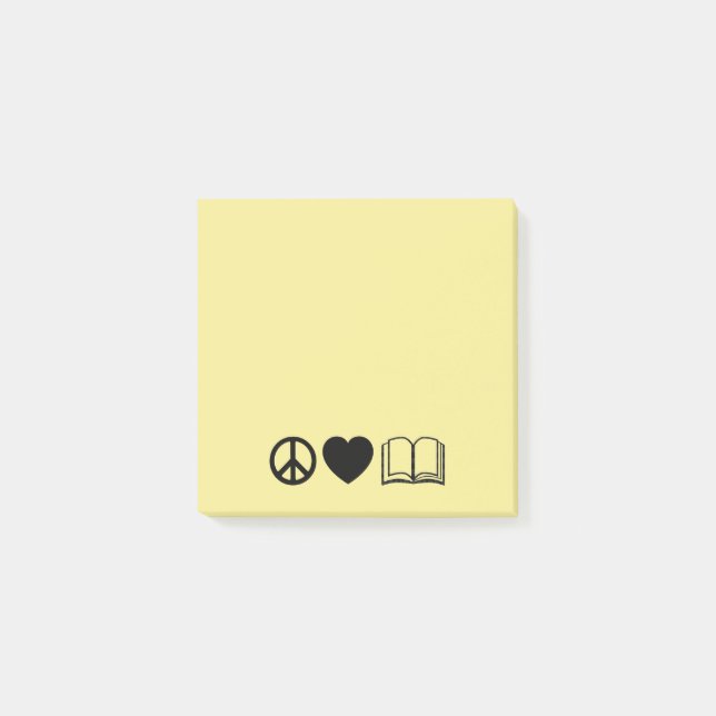 Post-it® Peace, Love & Books Post-It Notes (Devant)