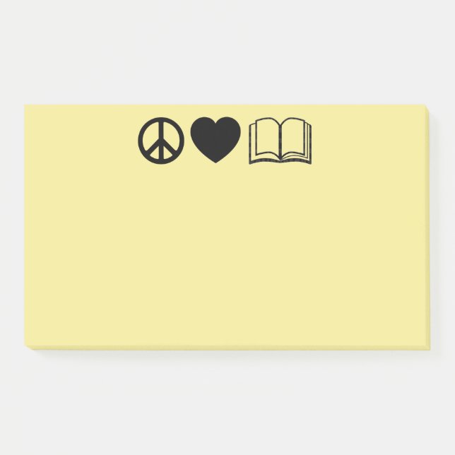Post-it® Peace, Love & Books Post-It Notes (Devant)