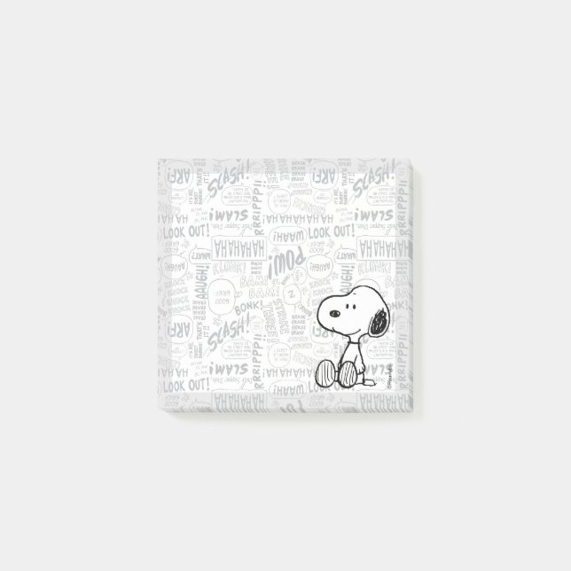 Post-it® PEANUTS | Snoopy on Black White Comics (Devant)