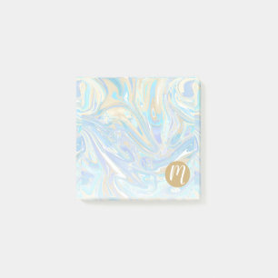 Post-it® Pearlescent Aqua & Gold Liquide Marbre & Monogramm