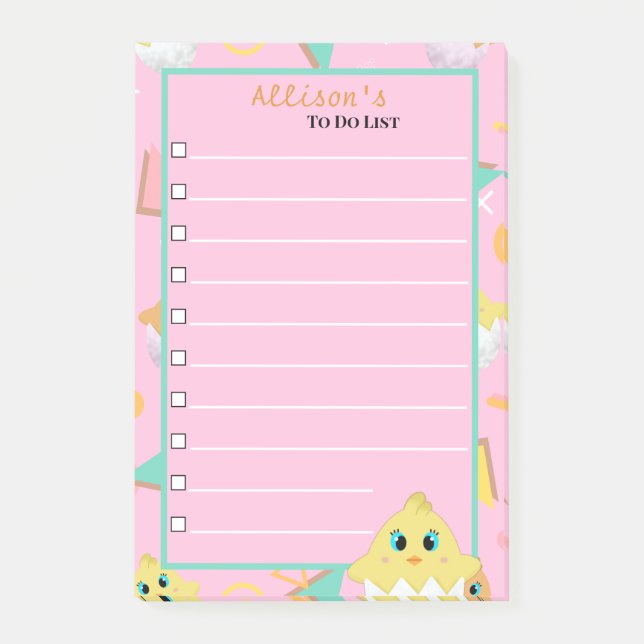 Post-it® Peekaboo Pink Baby Chick Notes (Devant)