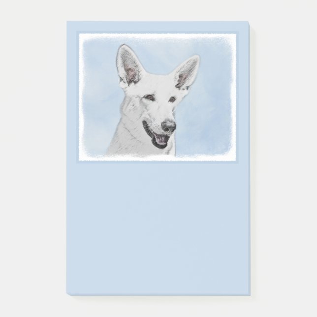 Post-it® Peinture de berger blanc - jolie art original de c (Devant)
