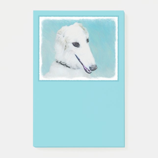 Post-it® Peinture de Borzoi (Blanc) - Joli Chien d'origine (Devant)