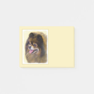Post-it® Peinture Poméranienne Noir et Tan Art Chien origin