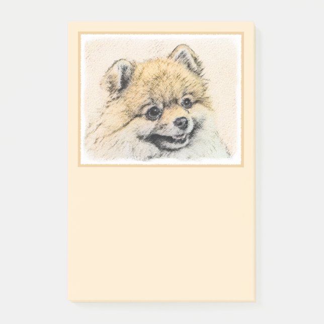 Post-it® Peinture Poméranienne (orange) - Art Chien origina (Devant)