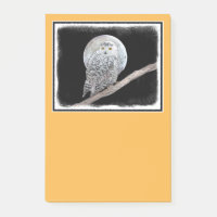 Peinture sur la Chouette neigeuse et la Lune - Art