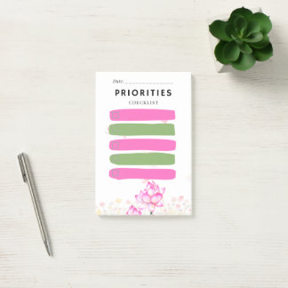 Post-it® Pense-bête PRIORITÉ Case à cocher Rose Lily