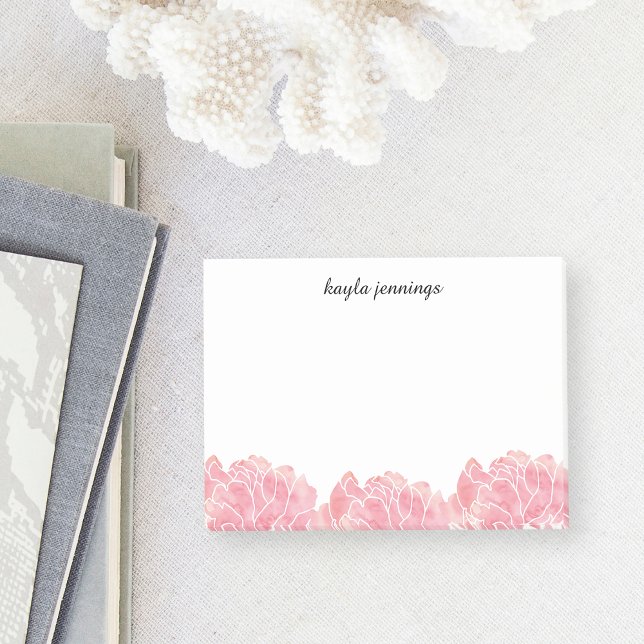 Post-it® Peonées d'aquarelle rose rose (Créateur téléchargé)