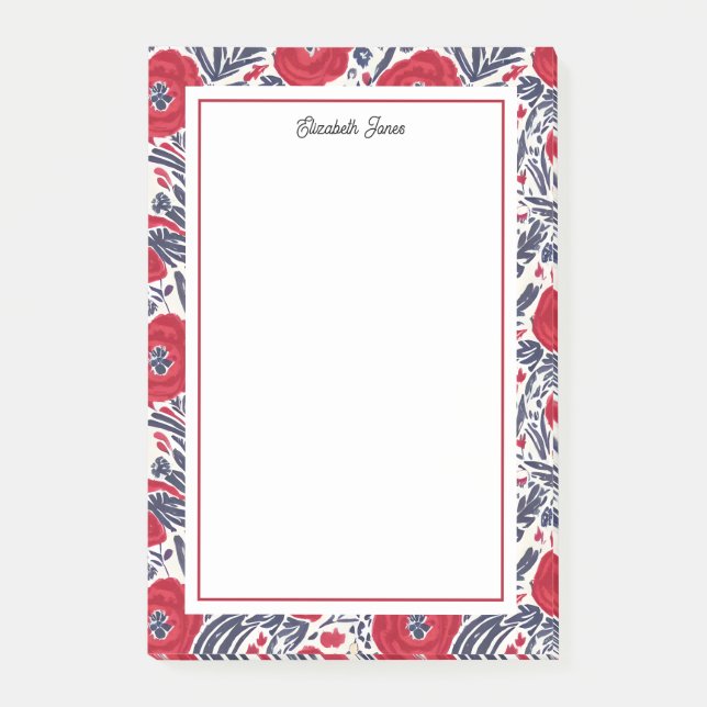 Post-it® Pépites Florales Rouge Et Bleu (Devant)